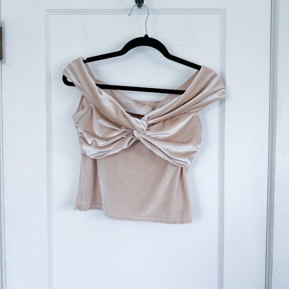 Reformation | Ezlynn Velvet Off‎ the Shoulder Top in Prosecco Velvet Small - Picture 4 of 7